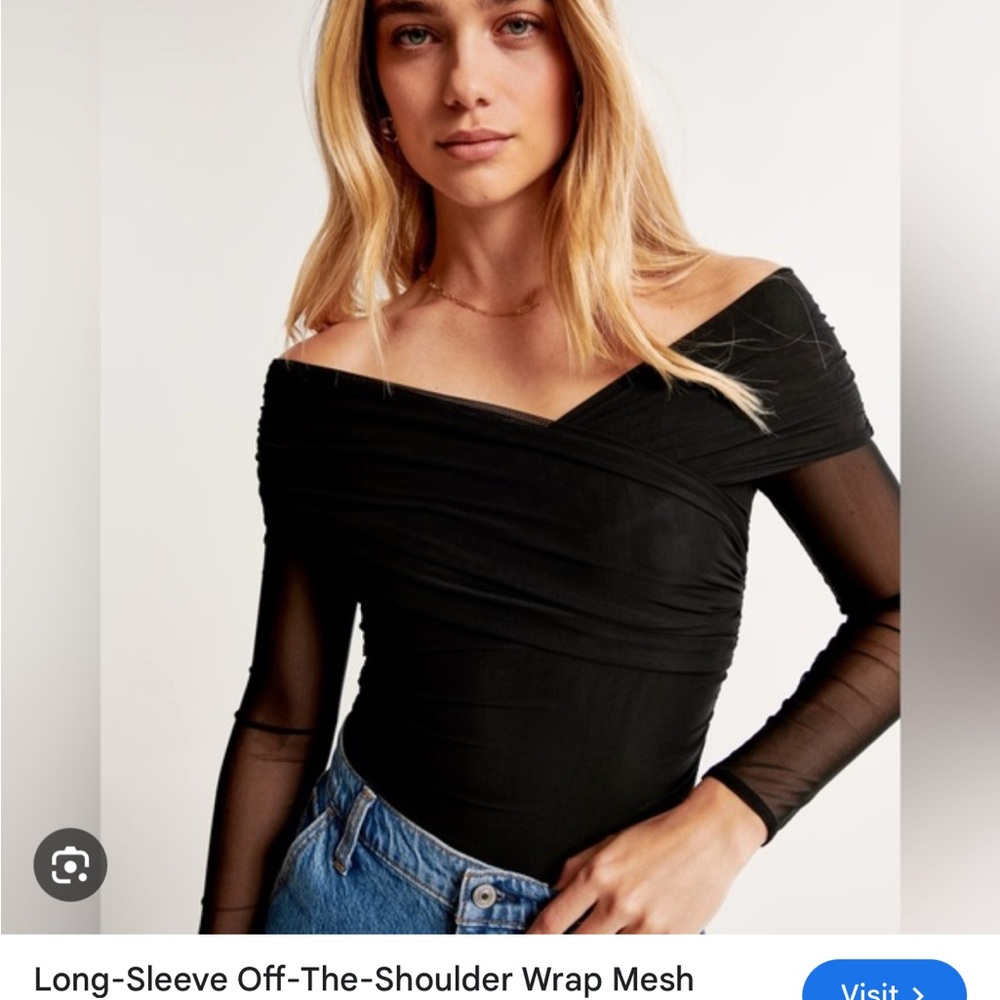 ISO Abercrombie & Fitch Black Wrap Ruched Bodysuit